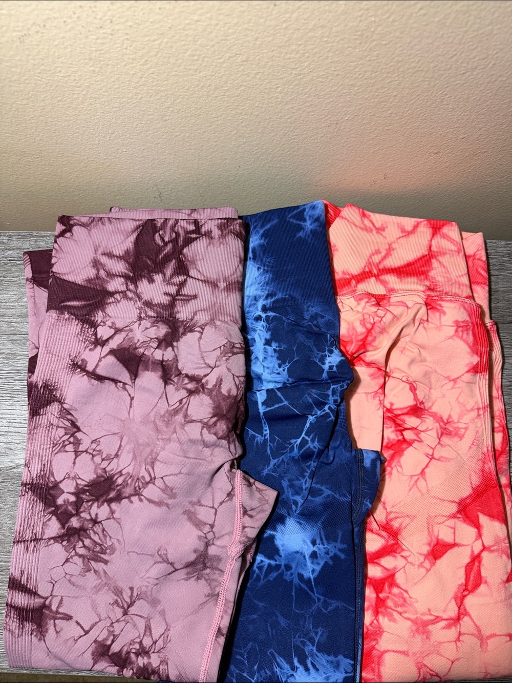 Tie-Dye Woman Leggings - Pink, Blue & Coral Set
